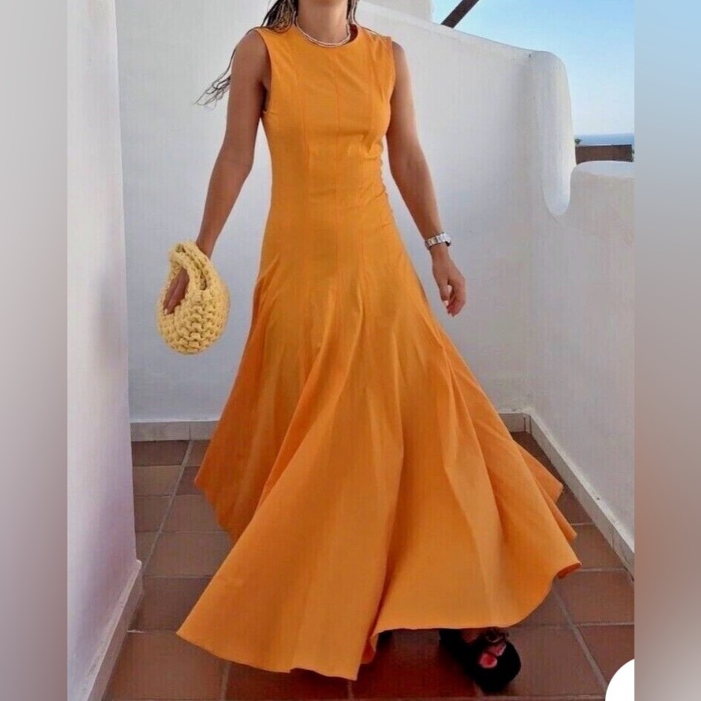 Zara ZW Collection Flounce Skirt Midi Dress